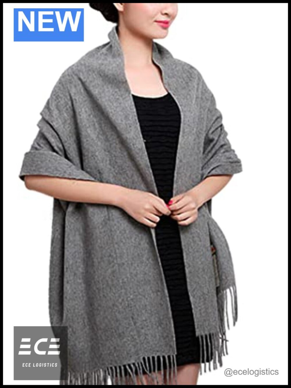 Wool Pashmina Shawl Thick Travel Blanket Scarf Winter Wrap for Women